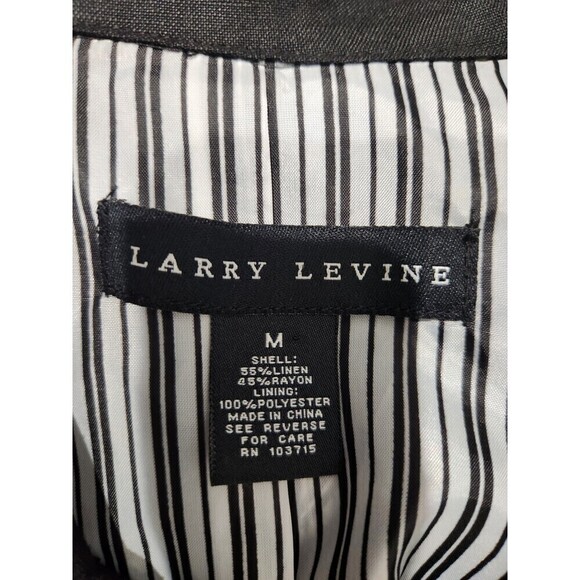 LARRY Levine Black Linen Blend Button Front Peter Pan Collar Blazer Jacket, M - Picture 9 of 9